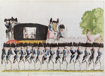 O retorno da família real a Paris, 25 de junho de 1791 (gravura a cores)